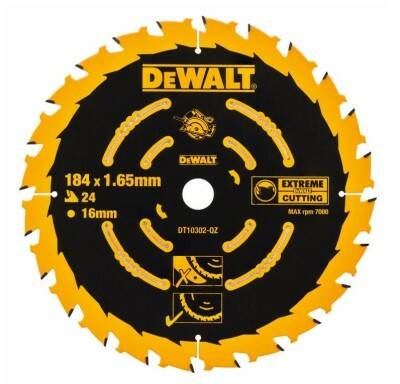 Kotouč řezný pilový na dřevo DT10302 184 × 1,6 × 16 mm 24 zubů DeWALT