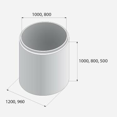 Skruž betonová studniční TBX 2-100/50 – 1200 × 1000 × 500 mm