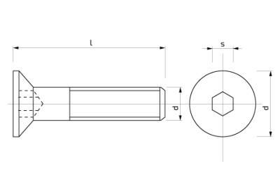 Šroub se zápustnou hlavou na imbus 8 x 60 mm A2