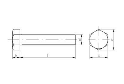 Šroub se šestihrannou hlavou a celým závitem ZN 8.8 – 14 × 30 mm