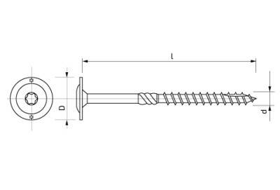 Vrut s talířovou hlavou na torx – 6 × 220 mm Zn